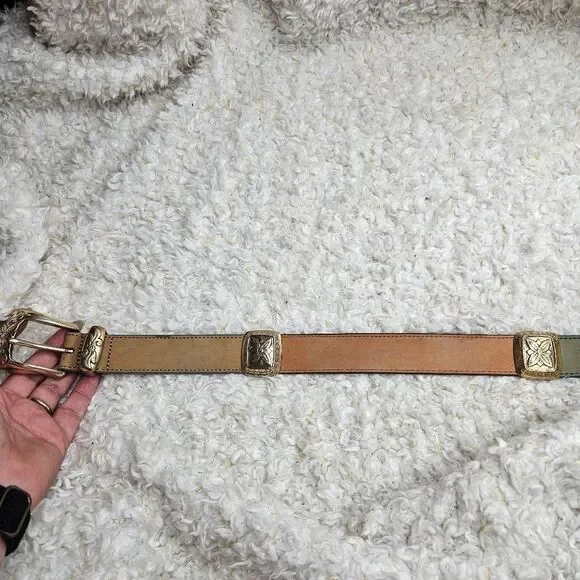 Brighton Vintage Multi-color Leather Belt with Conchos sz Large - Picture 4 of 8